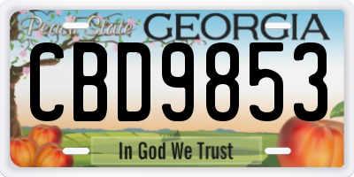 GA license plate CBD9853