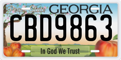 GA license plate CBD9863