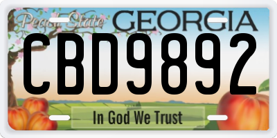 GA license plate CBD9892