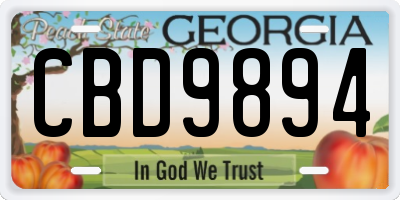 GA license plate CBD9894