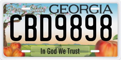 GA license plate CBD9898