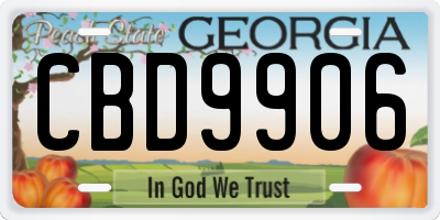 GA license plate CBD9906