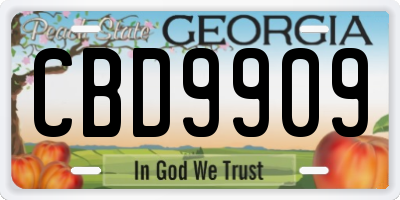 GA license plate CBD9909