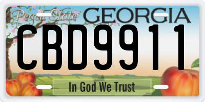 GA license plate CBD9911