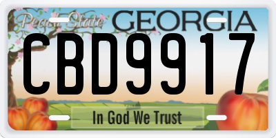 GA license plate CBD9917
