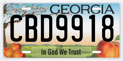 GA license plate CBD9918