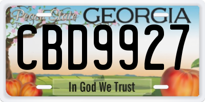 GA license plate CBD9927