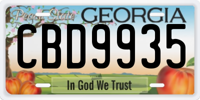 GA license plate CBD9935