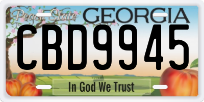 GA license plate CBD9945
