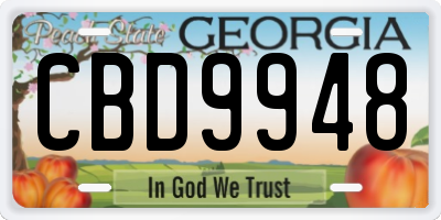 GA license plate CBD9948