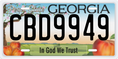 GA license plate CBD9949