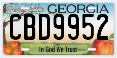 GA license plate CBD9952