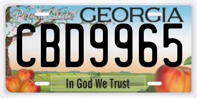 GA license plate CBD9965