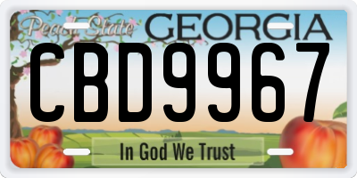 GA license plate CBD9967