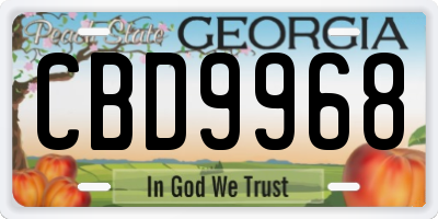 GA license plate CBD9968