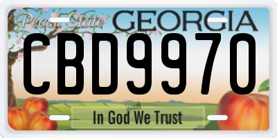 GA license plate CBD9970