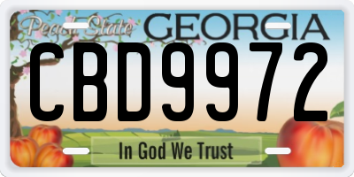 GA license plate CBD9972