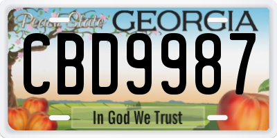 GA license plate CBD9987