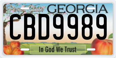 GA license plate CBD9989