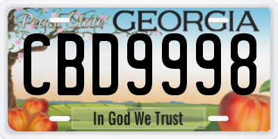 GA license plate CBD9998