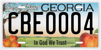GA license plate CBE0004