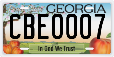 GA license plate CBE0007