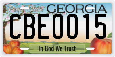 GA license plate CBE0015