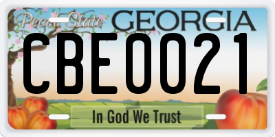 GA license plate CBE0021