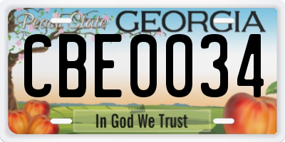 GA license plate CBE0034