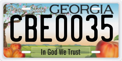 GA license plate CBE0035