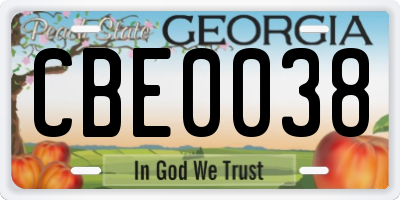GA license plate CBE0038