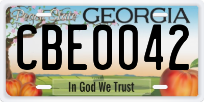 GA license plate CBE0042