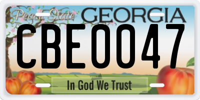 GA license plate CBE0047