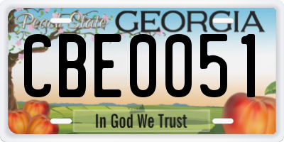 GA license plate CBE0051