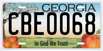 GA license plate CBE0068