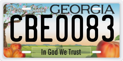 GA license plate CBE0083