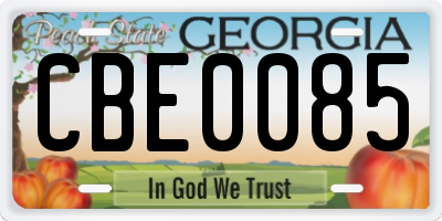 GA license plate CBE0085