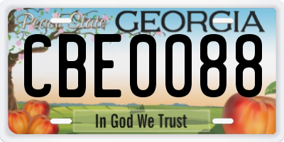GA license plate CBE0088