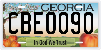 GA license plate CBE0090