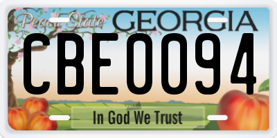 GA license plate CBE0094