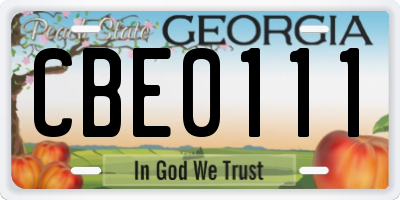 GA license plate CBE0111