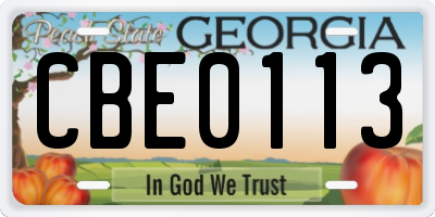 GA license plate CBE0113
