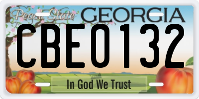 GA license plate CBE0132