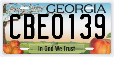 GA license plate CBE0139