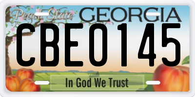 GA license plate CBE0145