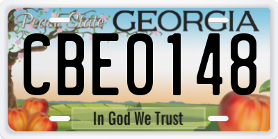 GA license plate CBE0148