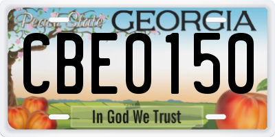 GA license plate CBE0150