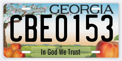 GA license plate CBE0153