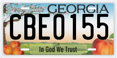GA license plate CBE0155