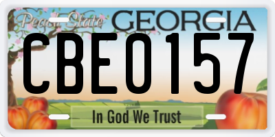 GA license plate CBE0157